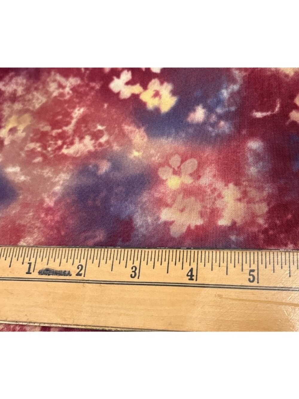 Floral Tie-Dye Cotton Fabric Piece 18x34" Multicolor DIY Sewing - Picture 5 of 12